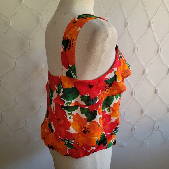 Zara Basic Floral Tank Blouse / Red & Orange / Size Small - Picture 4 of 7